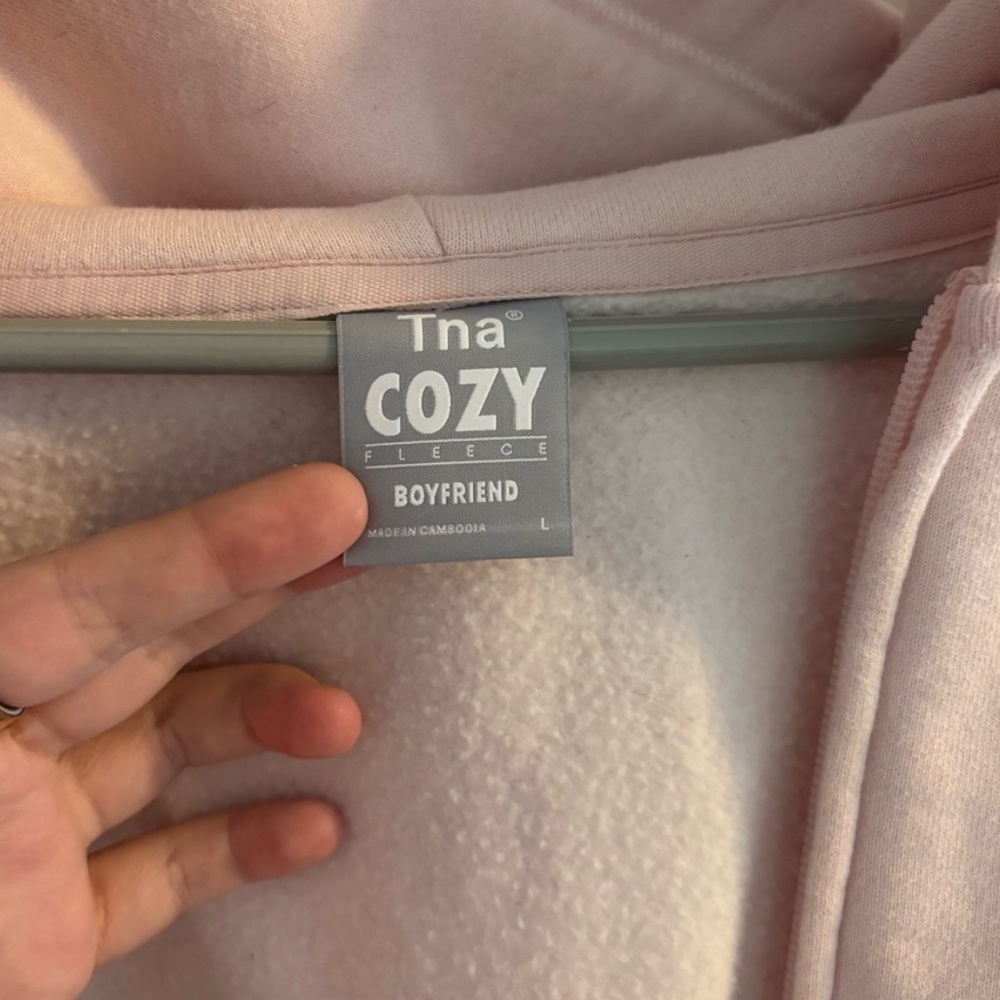 Tna Cozy Fleece Boyfriend Boxy Zip-up Hoodie SZ Medium (Crystal Pink)